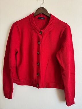 GAP Bright Red Button-Front Knit Cardigan